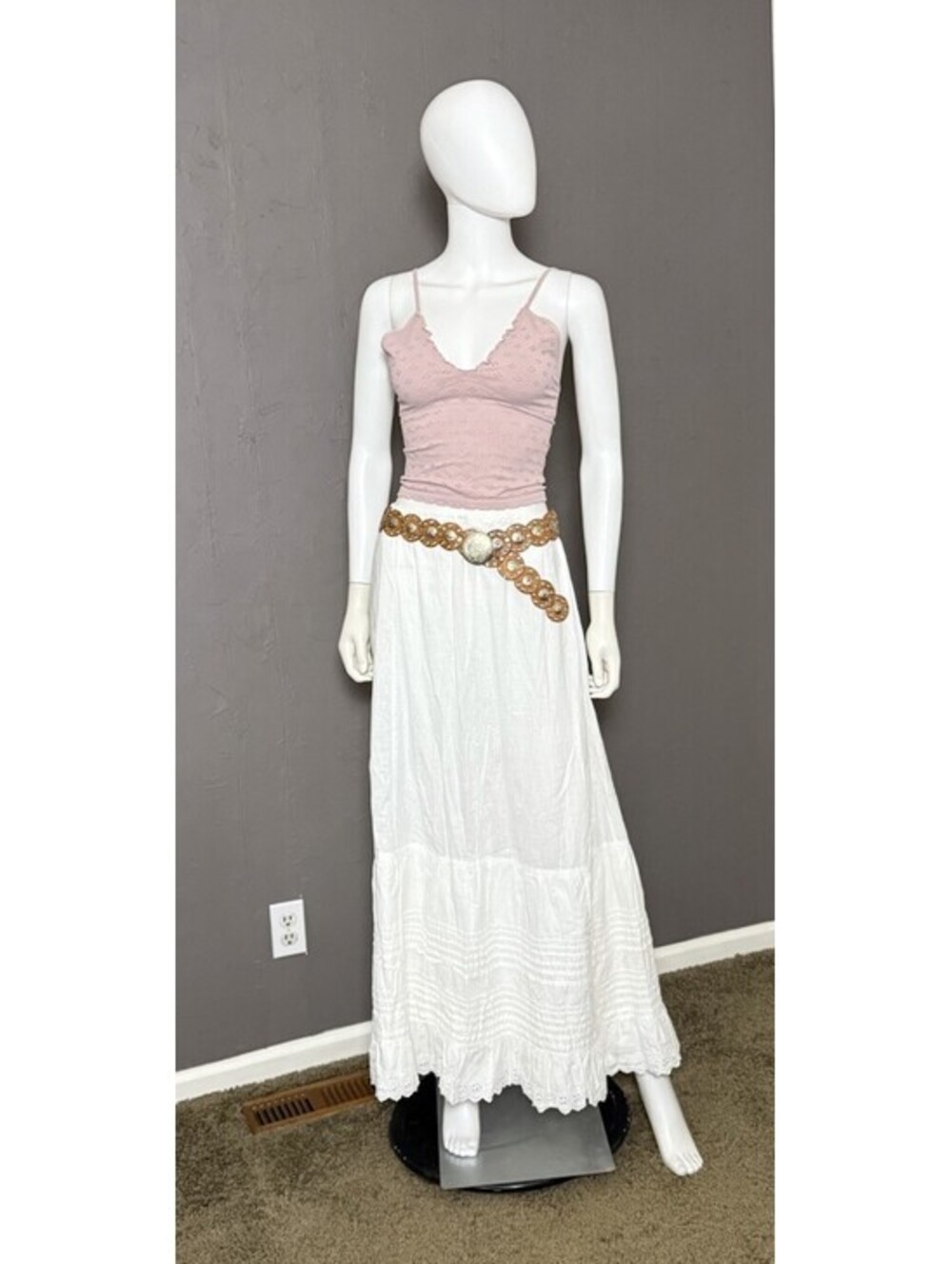 Free People Baby Follow Your Arrow Tan Leather Disc Belt One Size - Picture 6 of 13